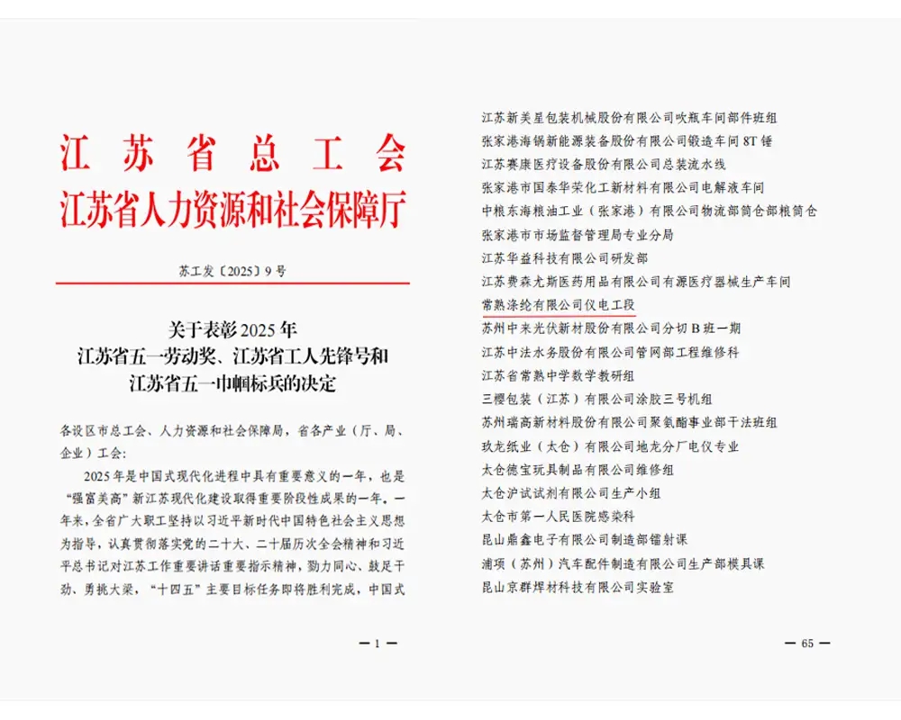 Nkhani Yabwino | Gawo lamagetsi ndi zida za Changshu Polyester Co., Ltd. lapatsidwa dzina la 